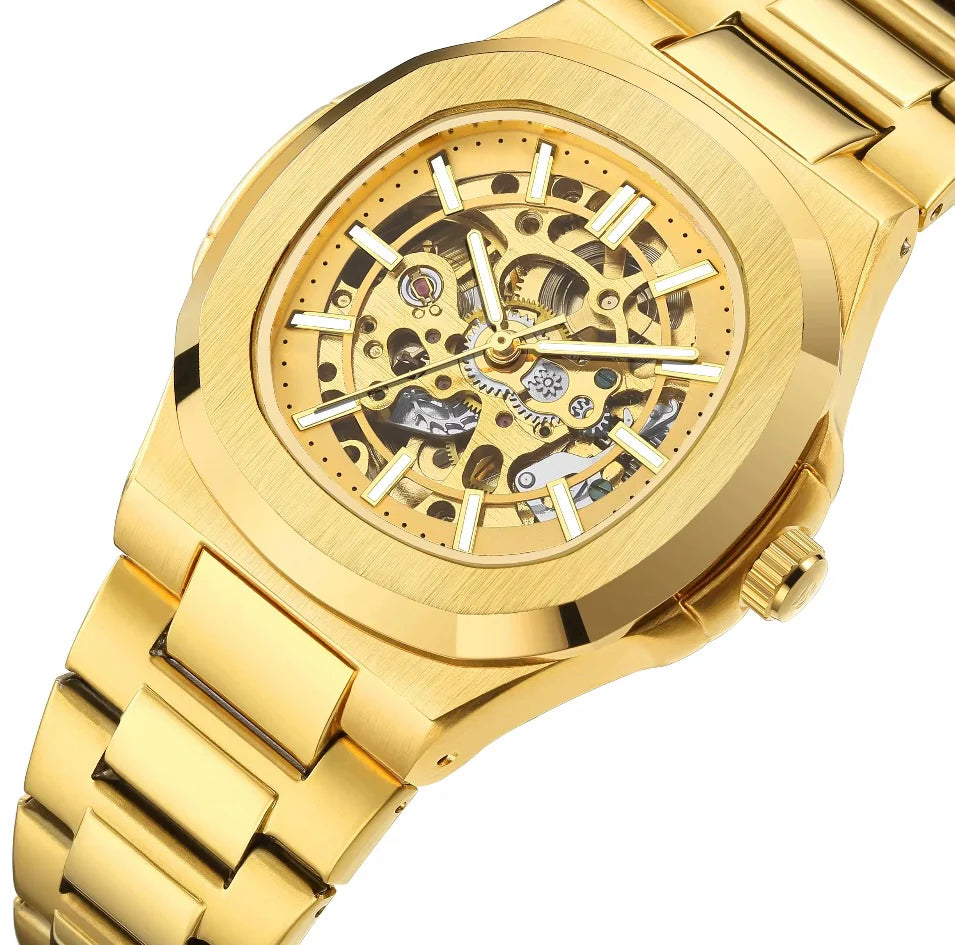 ASPHALTER - Montre Squelette pour Homme en Or