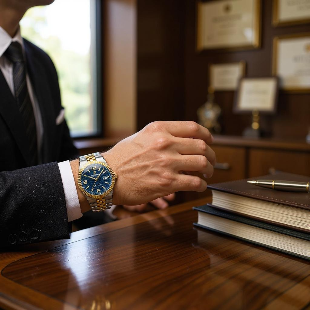 BIBOND 40MM DAY-OFFICE - Montre à Quartz pour Homme en Acier Inoxydable
