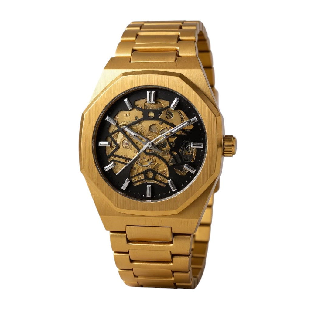 VENTLAR III - Montre Squelette pour Homme Automatique Doré