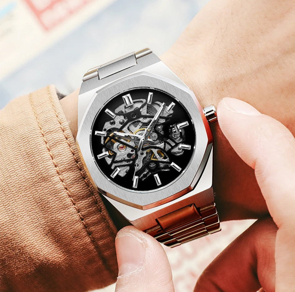 VENTLAR - Montre Squelette pour Homme Automatique
