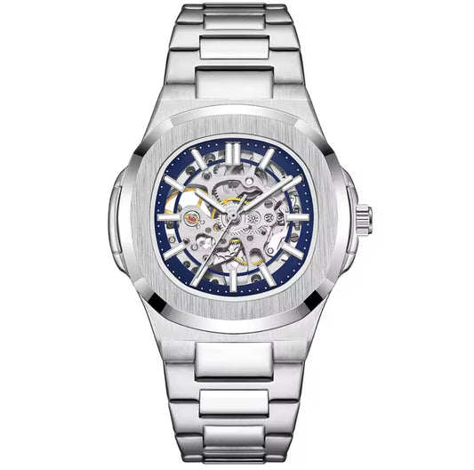 ASPHALTE - Montre Squelette pour Homme en Acier Inoxydable