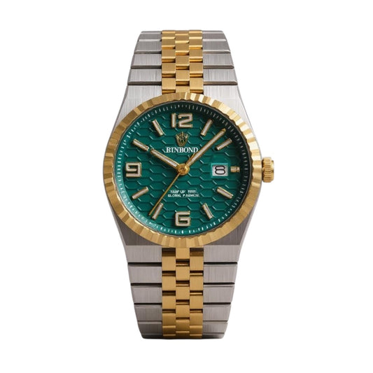 BIBOND 40MM DAY-OFFICE - Montre à Quartz pour Homme en Acier Inoxydable