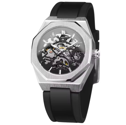 NIGHT MASTER - Montre Squelette pour Homme en Acier
