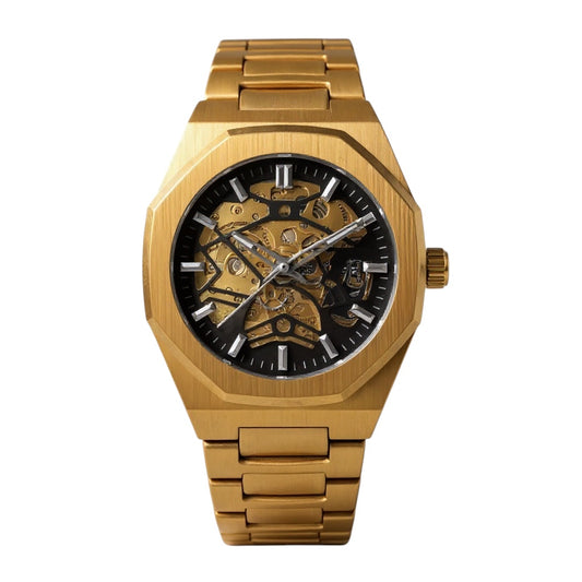 VENTLAR III - Montre Squelette pour Homme Automatique Doré