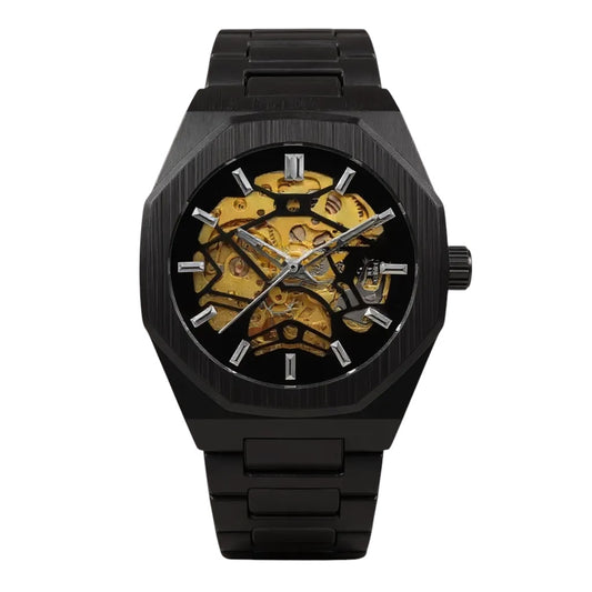 VENTLAR II - Montre Squelette pour Homme Automatique Noire