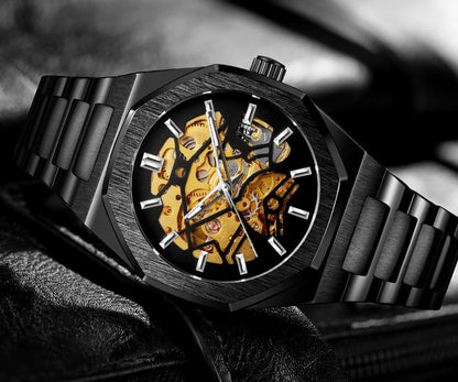 VENTLAR II - Montre Squelette pour Homme Automatique Noire