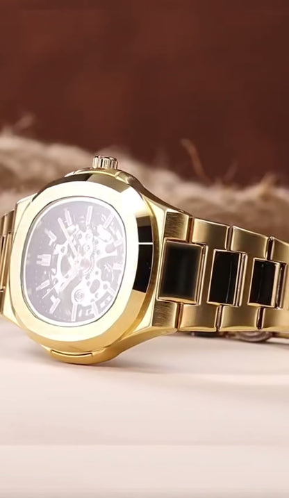 ASPHALTER - Montre Squelette pour Homme en Or