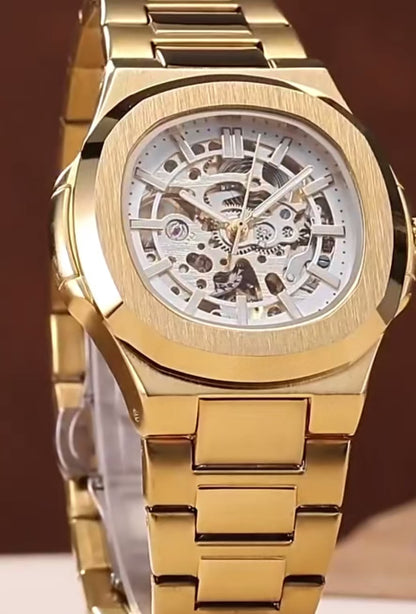 ASPHALTER - Montre Squelette pour Homme en Or