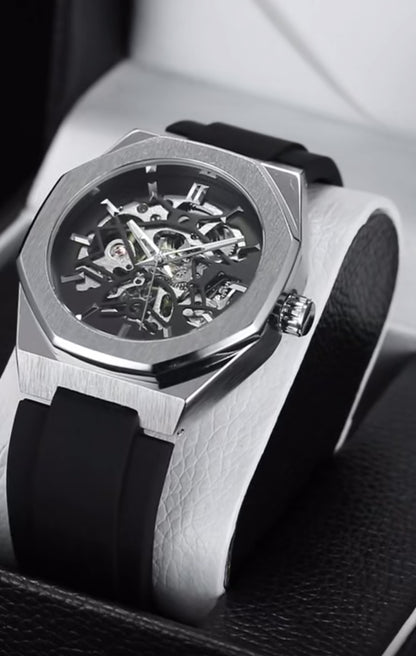 NIGHT MASTER - Montre Squelette pour Homme en Acier