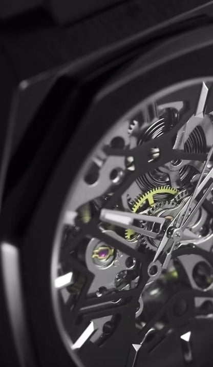 NIGHT MASTER - Montre Squelette pour Homme en Acier